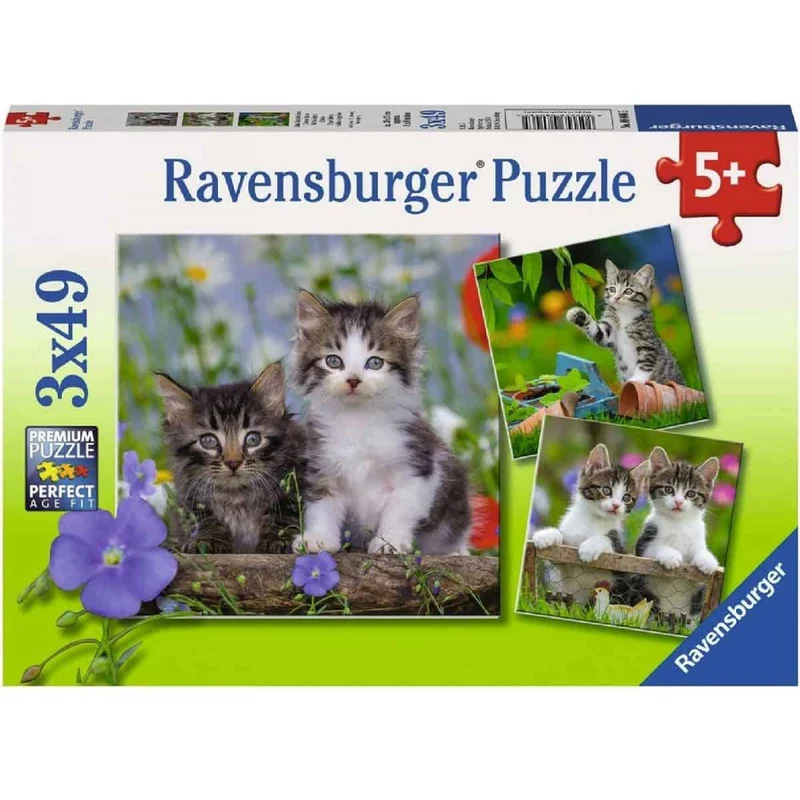 Süße Samtpfötchen Kinderpuzzle – Ravensburger 3x49 Teile