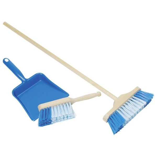 Kinderkehrschaufel, Handfeger und Besen, blau