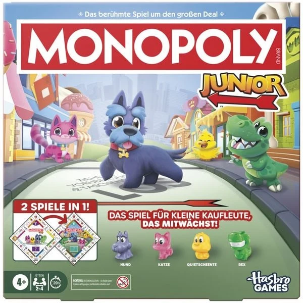 Monopoly Junior Square 2 in 1 – Brettspiel ab 4 Jahren