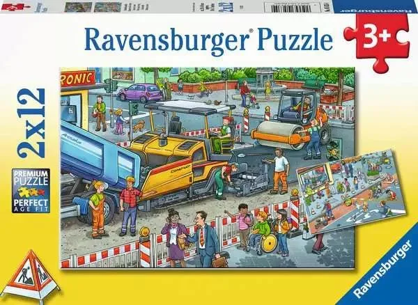 Straßenbaustelle Kinderpuzzle 2x12 Teile ab 3 Jahren