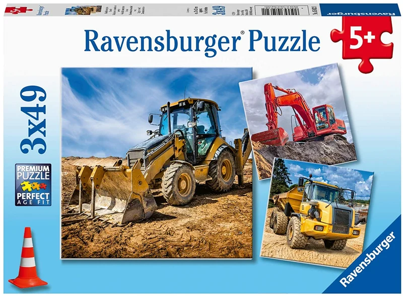 Kinderpuzzle Baufahrzeuge im Einsatz – Ravensburger 3x49 Teile