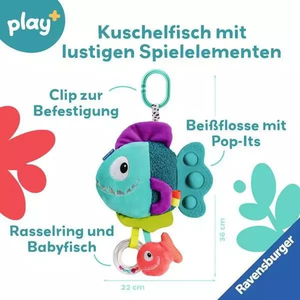 Play+ Pop-it Piranha (blau)- Babyspielzeug