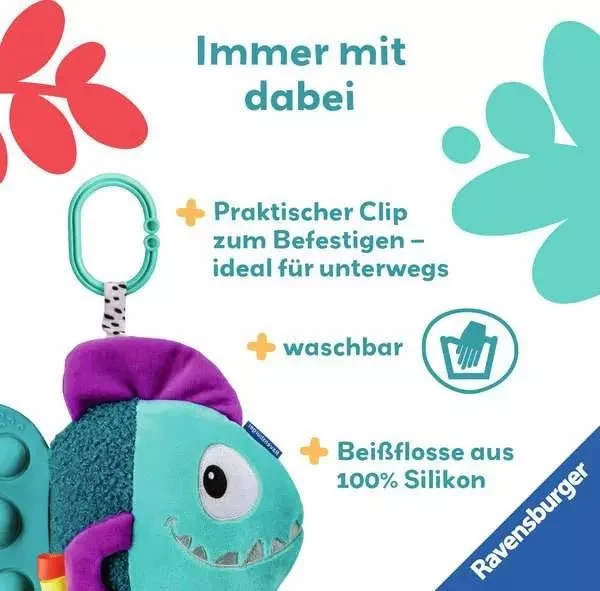 Play+ Pop-it Piranha (blau)- Babyspielzeug