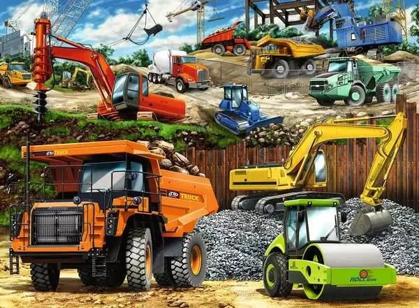 Kinderpuzzle Fahrzeuge auf der Baustelle – 100 XXL Teile