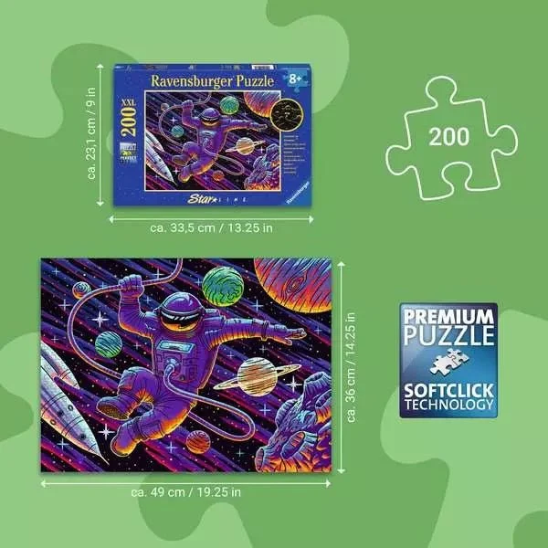 Kinderpuzzle 200 XXL Teile – Ausflug ins All -Leuchtpuzzle