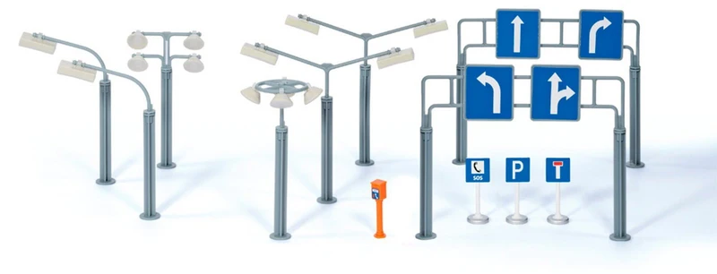 Zubehörset SIKU World – Verkehrsschilder und Leuchten für Straße, Baustelle & Parkplatz