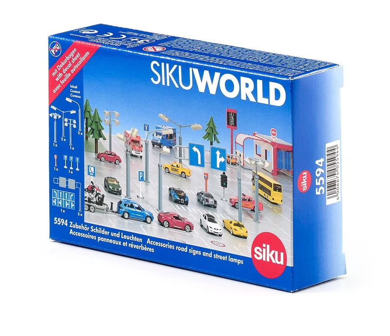 Zubehörset SIKU World – Verkehrsschilder und Leuchten für Straße, Baustelle & Parkplatz
