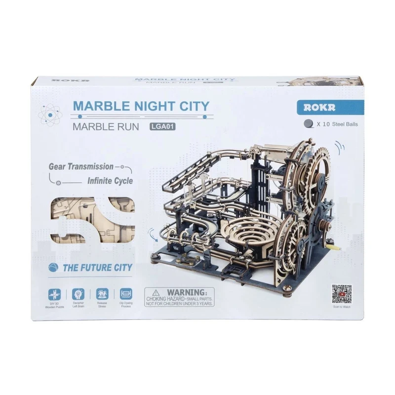 ROKR Marble Night City LGA01 – Holz-Murmelbahn mit LED-Option