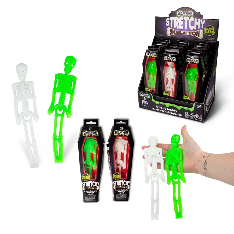 Stretchy Squish Skelett, Glow in Dark