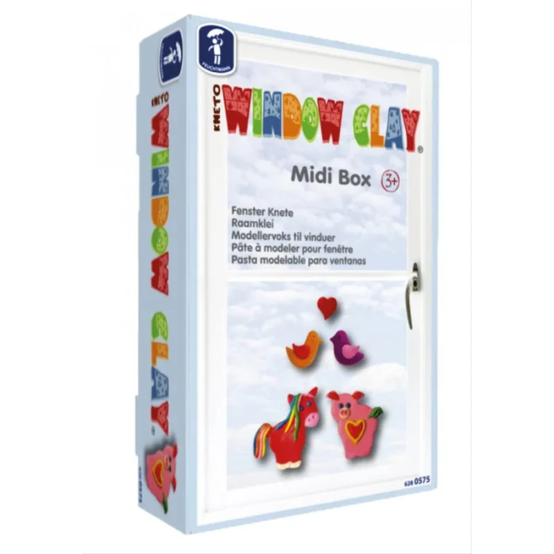 Fensterknete Set – Window Clay Midi Box mit Tierförmchen, 300 g