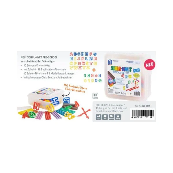 Schul-Knet Pre-School Set – 49-teilig mit Buchstaben & Zahlen-Förmchen