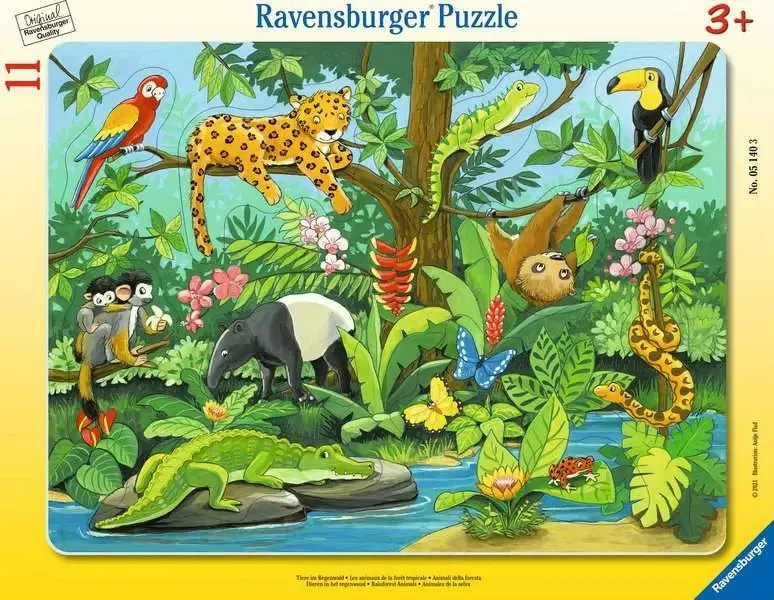 Rahmenpuzzle – Tiere im Regenwald – 11 Teile