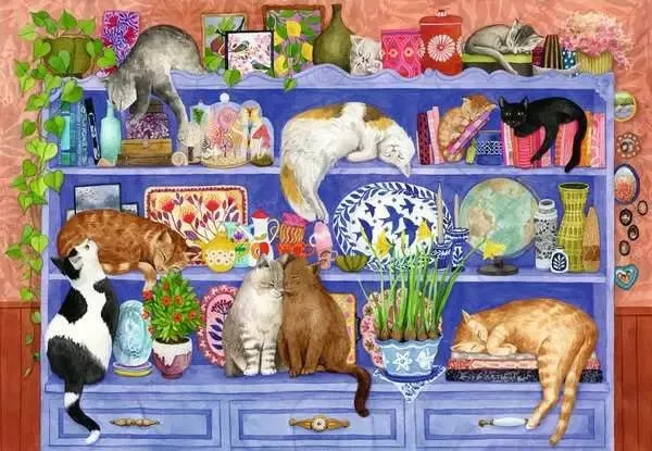 Puzzle 200 XL Teile - Cats on Shelf