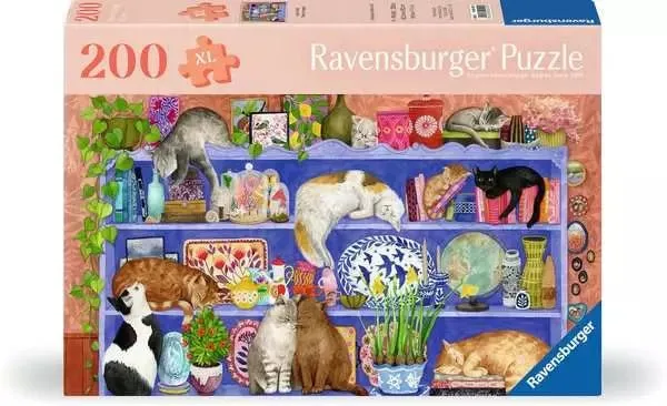 Puzzle 200 XL Teile - Cats on Shelf