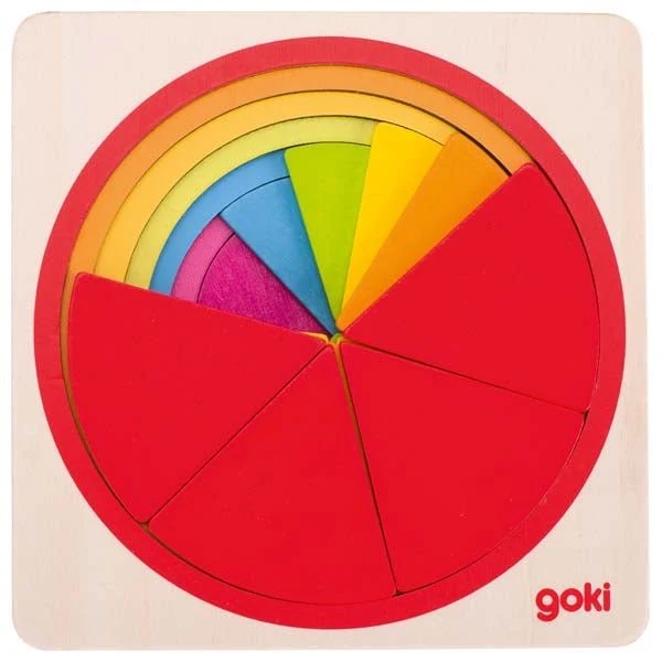Goki Schichtenpuzzle Kreis aus Holz zum Formenlernen ab 4 Jahren