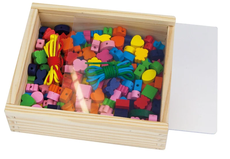 Holzperlen Holzkiste – Simm Spielwaren