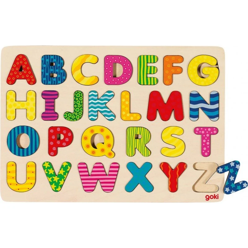 Alphabet Holzpuzzle für Kinder – ABC Steckpuzzle aus Holz