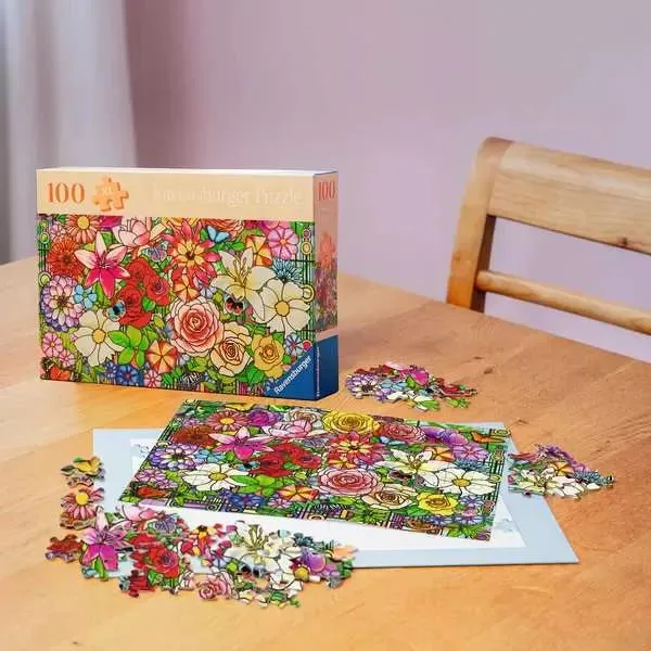 Puzzle 100 Teile - Blumenfenster