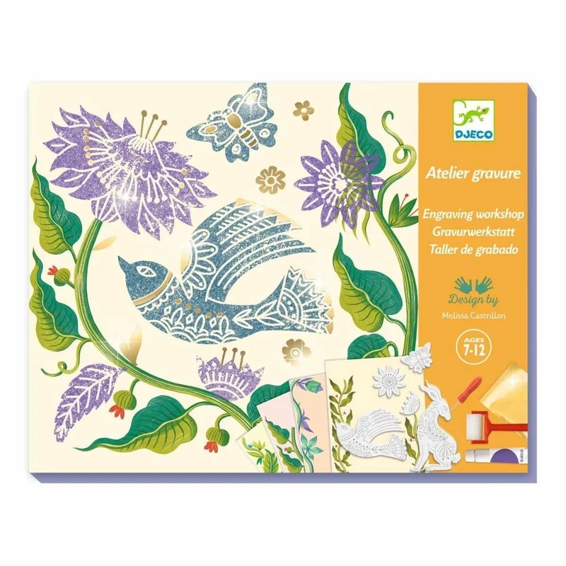 Djeco Workshop Gravur Passionsblume – kreatives Gravur- und Stempelset