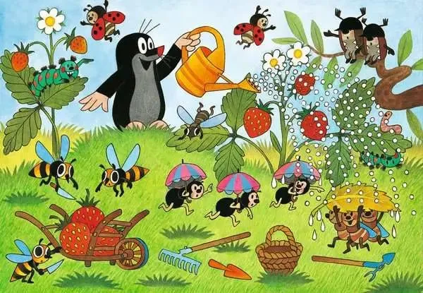 Puzzle ab 4 Jahren – Der kleine Maulwurf im Garten mit 2x24 Teilen