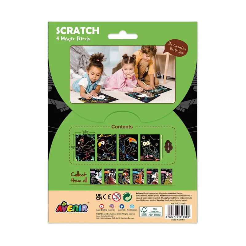 Kratzbilder Vogel – Scratch-Art Set