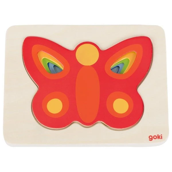 Schichtenpuzzle Schmetterling II aus Holz mit 5 Teilen