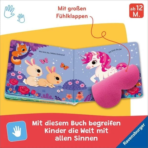 Wo bist du, liebes Einhorn? – Fühl- und Stoff-Klappenbuch