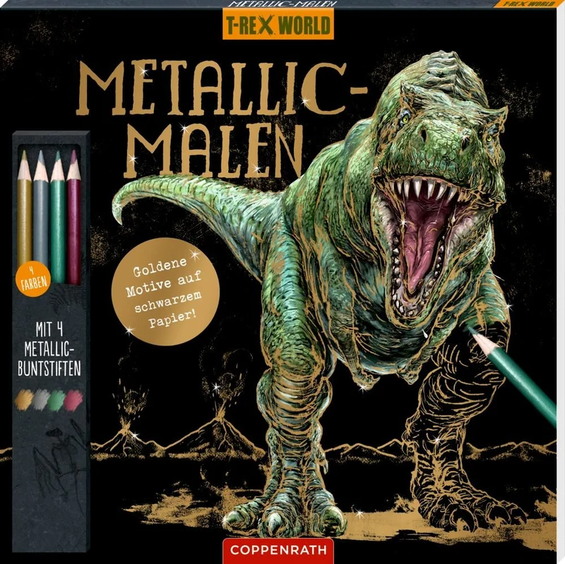 Metallic-Malblock T-Rex World – Malbuch ab 8 Jahren – Coppenrath