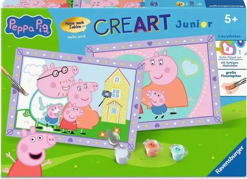 CreArt Peppa's Familie - Malen nach Zahlen für Kinder ab 5 Jahren