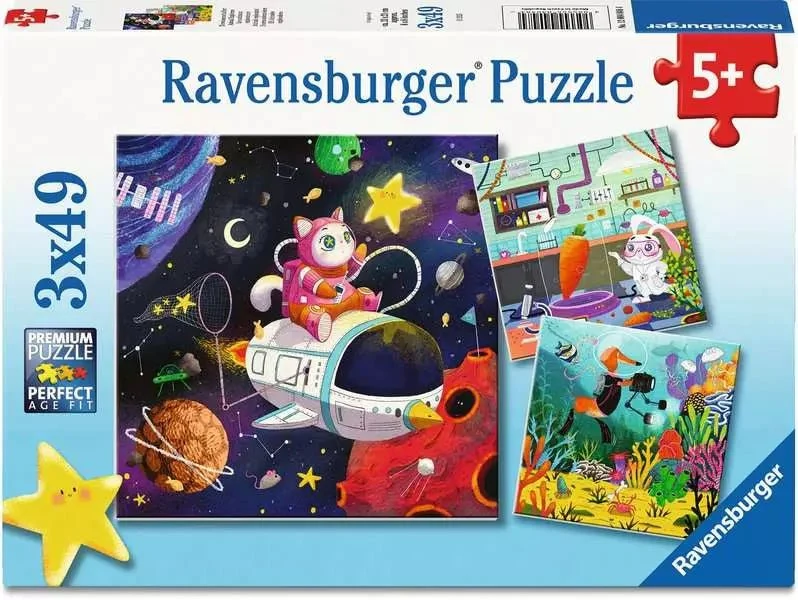 Kinderpuzzle ab 5 Jahren - Tierwissenschaftler - 3x49 Teile