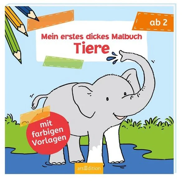 Mein erstes dickes Malbuch ab 2 – Tiere mit farbigen Vorlagen