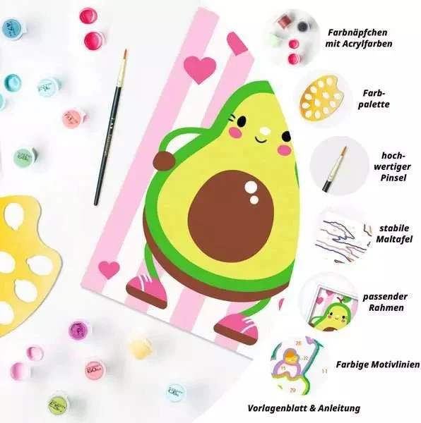 CreArt Avocado - Malen nach Zahlen für Kinder