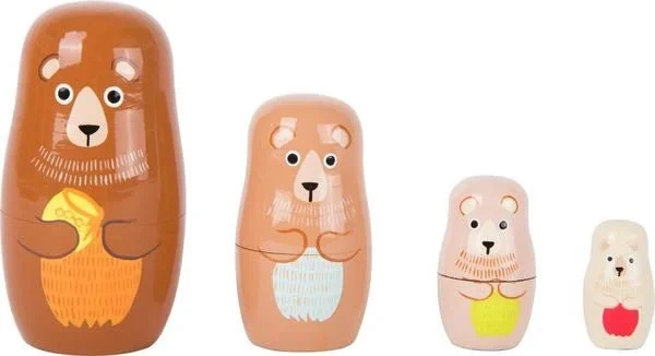 Matrjoschka Bären-Familie, 4-teilig, Holzspielzeug, 10cm
