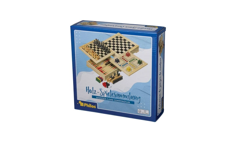 Holz Spielesammlung Mini mit 4 Spielen – Philos