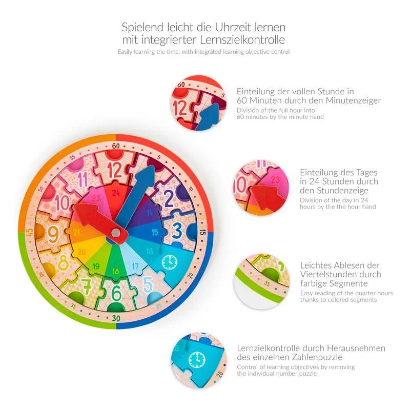 ABC Champions - Lernuhr Holzpuzzle