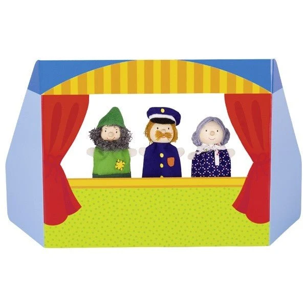 Goki Fingerpuppenset Kaspertheater mit drei Figuren aus Holz