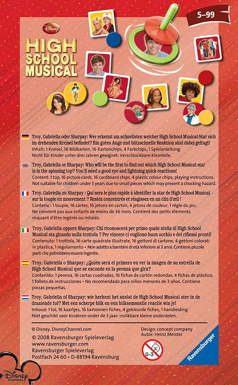 Mitbringspiel Spin & Win – High School Musical – Reaktionsspiel