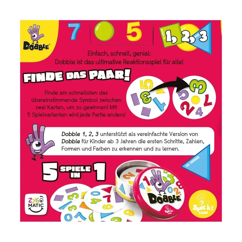 Dobble 1, 2, 3 – Reaktionsspiel für Kinder