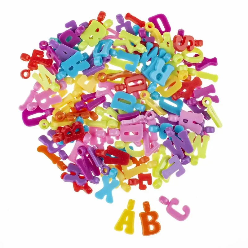GLOREX Perlen Set Buchstaben satte Töne 200 Teile