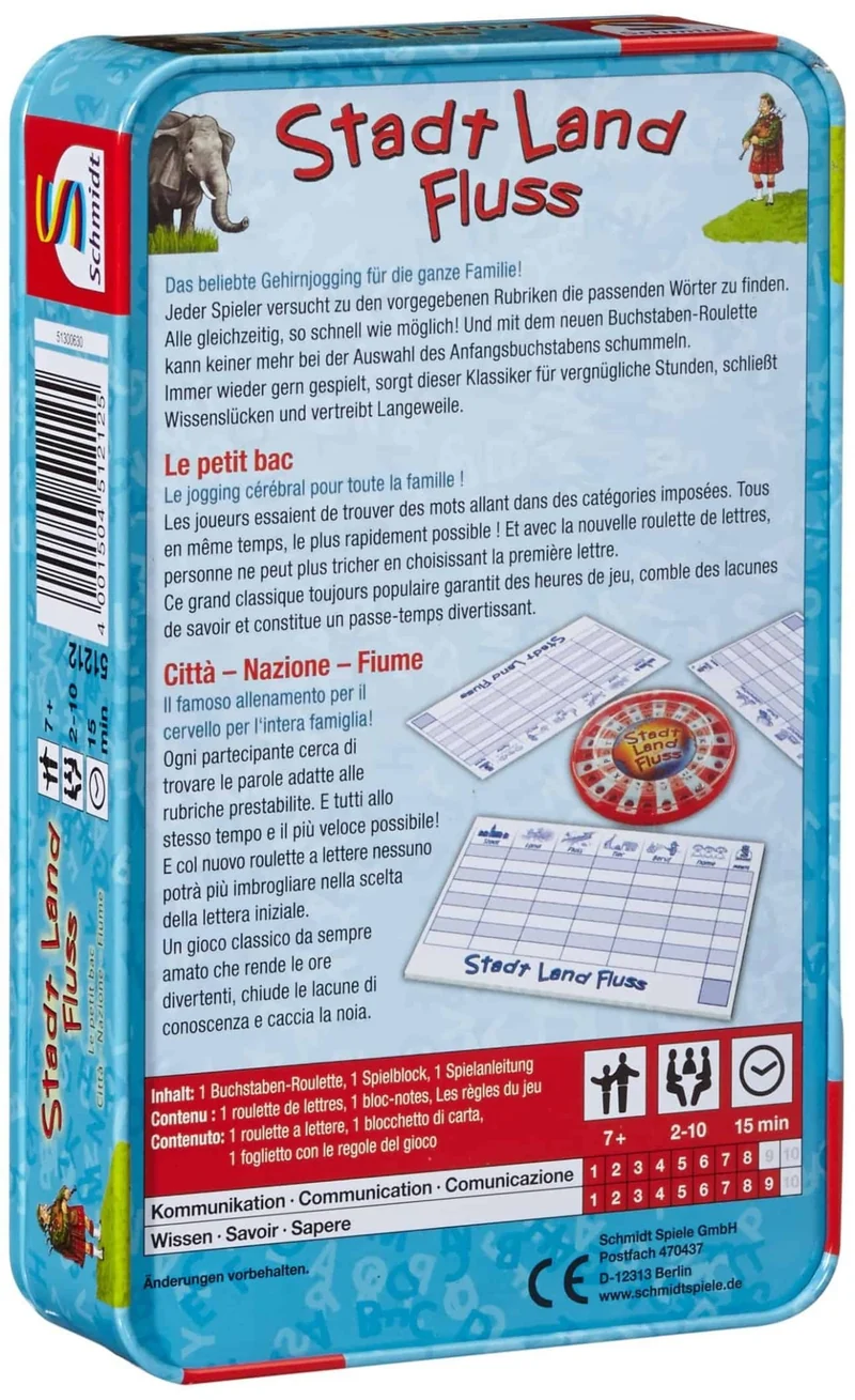 Stadt Land Fluss®, Reisespiel in der Metalldose